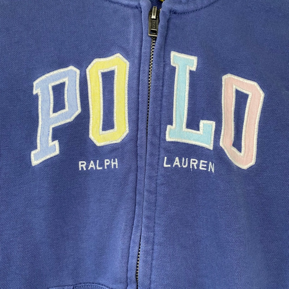 Polo Ralph Lauren Kids Navy Blue Full Zip Hoodie Pastel Logo Sweatshirt Size 7 - Picture 3 of 5